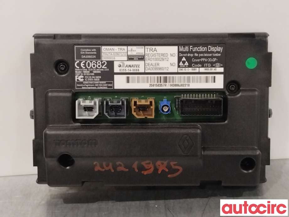 Multimedia display (MCU - Media Controller Unit) til Renault Zoe 2013-2019 (Fase 1)  (RENAULT|259150869R|259158357R)