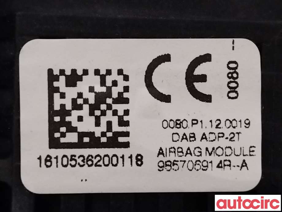 Airbag rattpute til Renault Zoe 2013-2019 (Fase 1)  (RENAULT|985706914R)