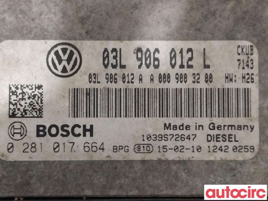 Styreenhet motor til VW Crafter 2011-2016 (Type I, Fase 2)  (VOLKSWAGEN|03L906012L)