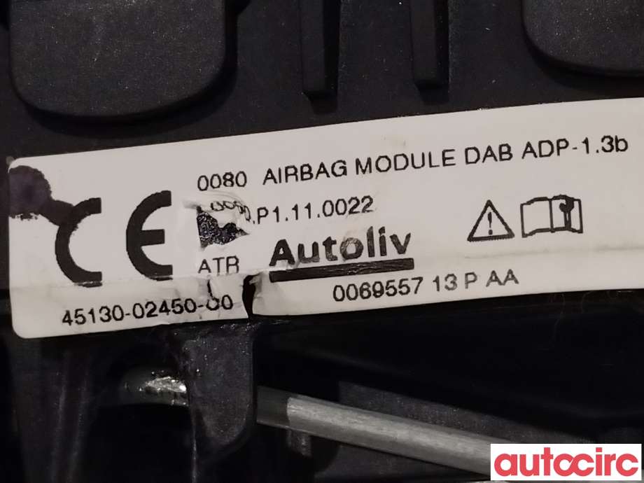 Airbag rattpute til Toyota Auris 2013-2015 (Type II, Fase 1) (TOYOTA|4513002450C0)