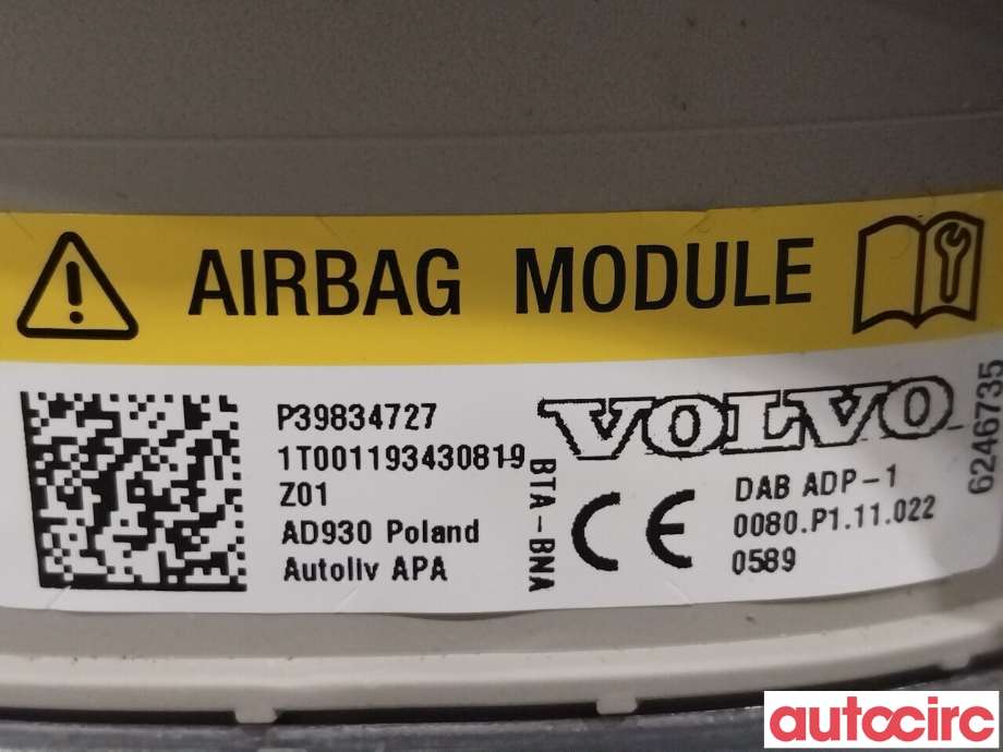 Airbag rattpute til Volvo XC90 2015-2025 (Type II)  (VOLVO|39834727)