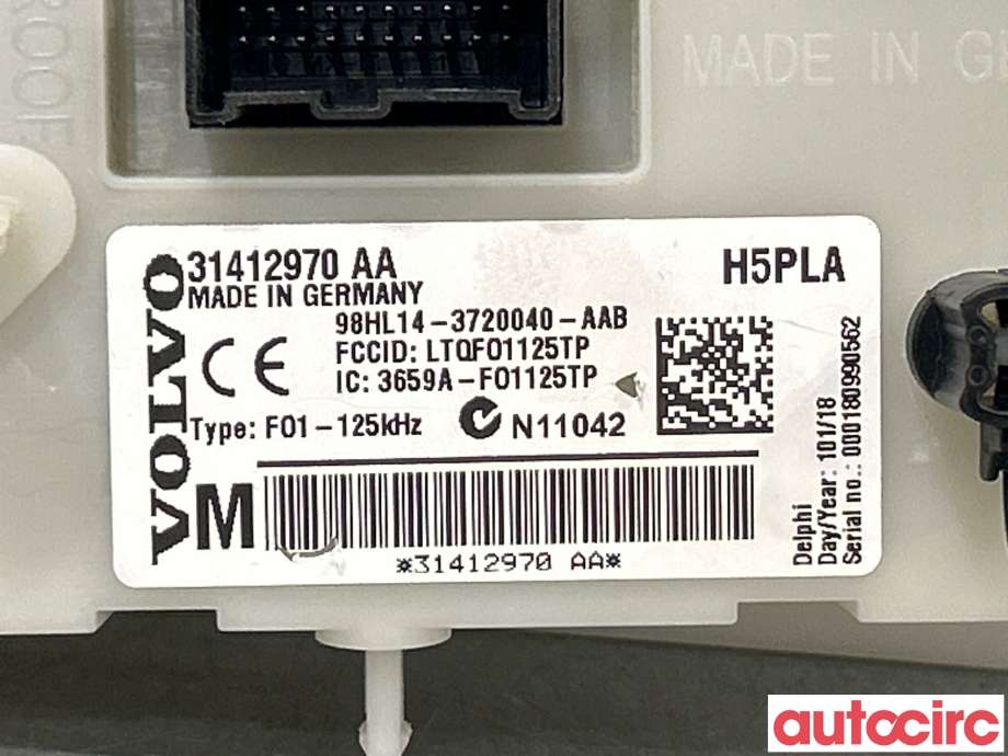Sikringsboks til Volvo V60/V60 CC 2013-2018 (Type I, Fase 2) (VOLVO|31412971|98HL14-3720040-AAB|31412970)