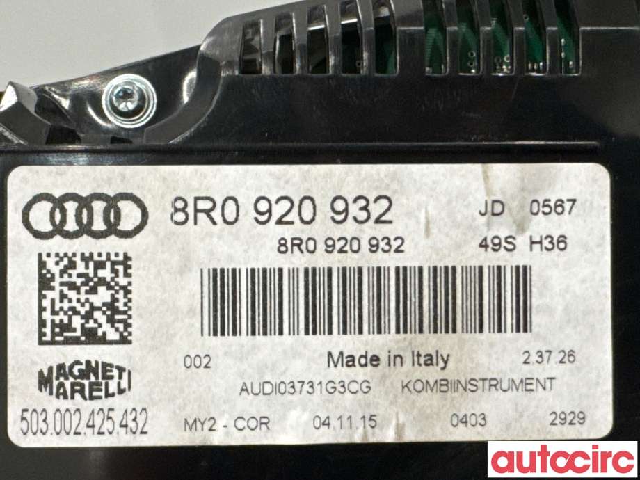 Instrumentpanel til Audi Q5 2012-2017 (Type I, Fase 2)  (AUDI|8R0920932|503002425432|8R0920932E)