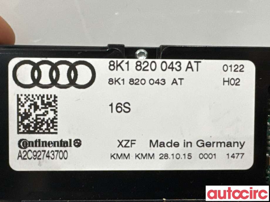 Varmeapparat betjening til Audi Q5 2012-2017 (Type I, Fase 2) (AUDI|8K1820043AT|A2C92743700)