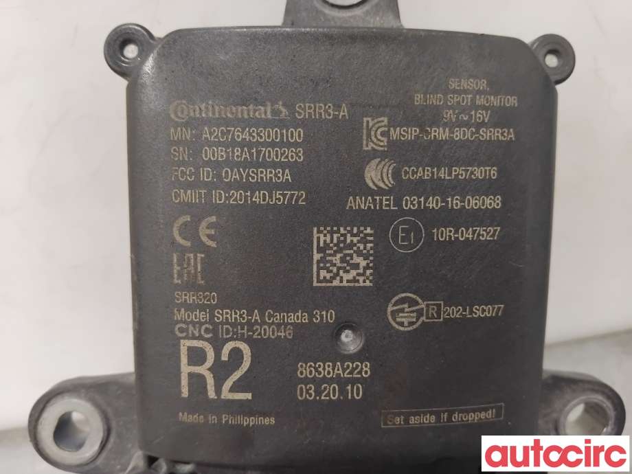 Sensor radar til Mitsubishi Outlander 2015-->> (Type III, Fase 2)  (MITSUBISHI|8638A228|A2C7643300100)