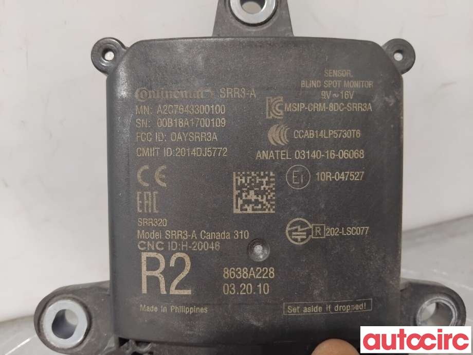 Sensor radar til Mitsubishi Outlander 2015-->> (Type III, Fase 2) (MITSUBISHI|8638A228|A2C7643300100)