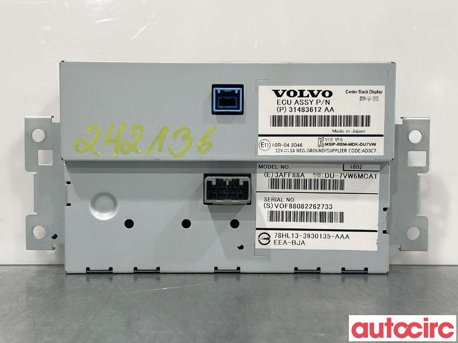 Multimedia display (MCU - Media Controller Unit) til Volvo V60/V60 CC 2013-2018 (Type I, Fase 2)  (VOLVO|36011463|31483612)