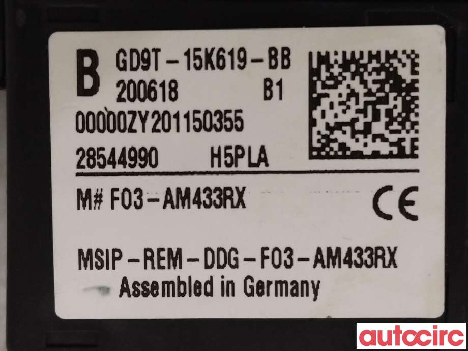 Styreenhet nøkkelfri/keyless til Ford Transit Courier 2018-2023 (Type I, Fase 2) (FORD|NO NR||GD9T-15K619-BB)