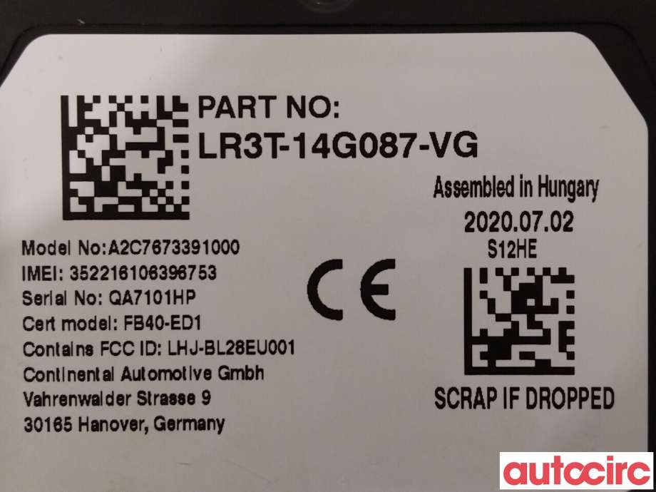 Styreenhet diverse til Ford Transit Courier 2018-2023 (Type I, Fase 2) (FORD|2798024|LR3T-14G087-VG)