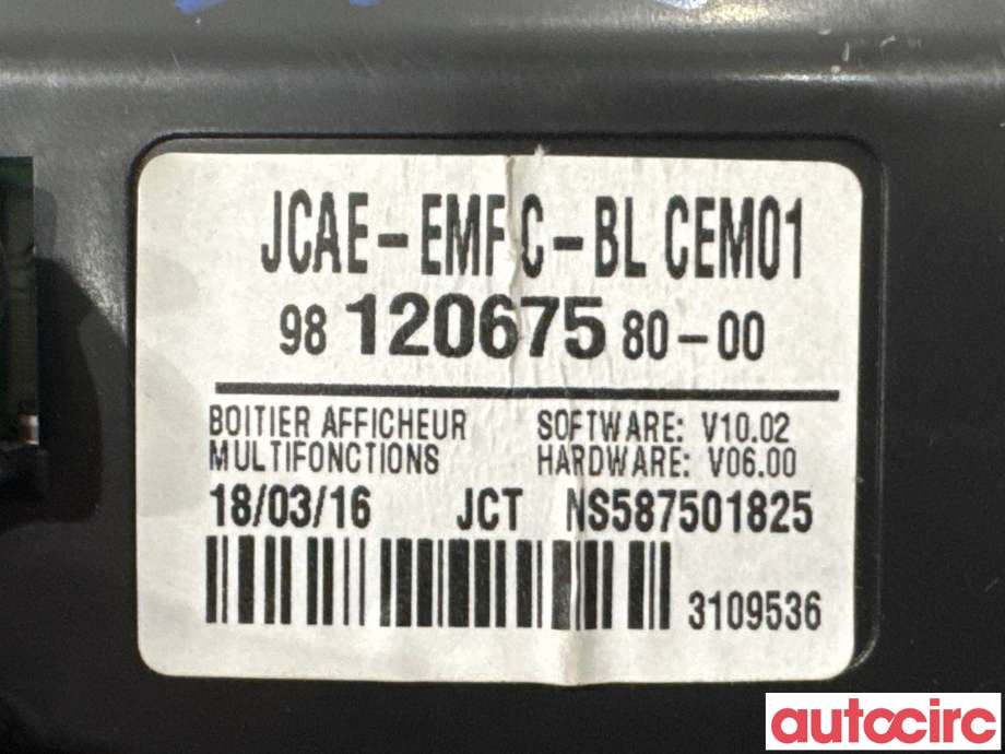 Multimedia display (MCU - Media Controller Unit) til Toyota Proace 2016-->> (Type II)  (TOYOTA|SU001A6699||9812067580)