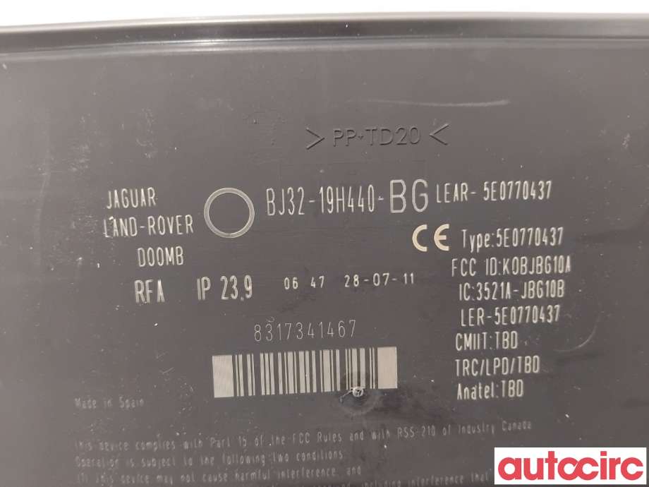 Styreenhet nøkkelfri/keyless til Land Rover Range Rover, Evoque 2011-2019 (Type I)  (LAND-ROVER|LR071386|5E0770437|BJ32-19H440-BG)