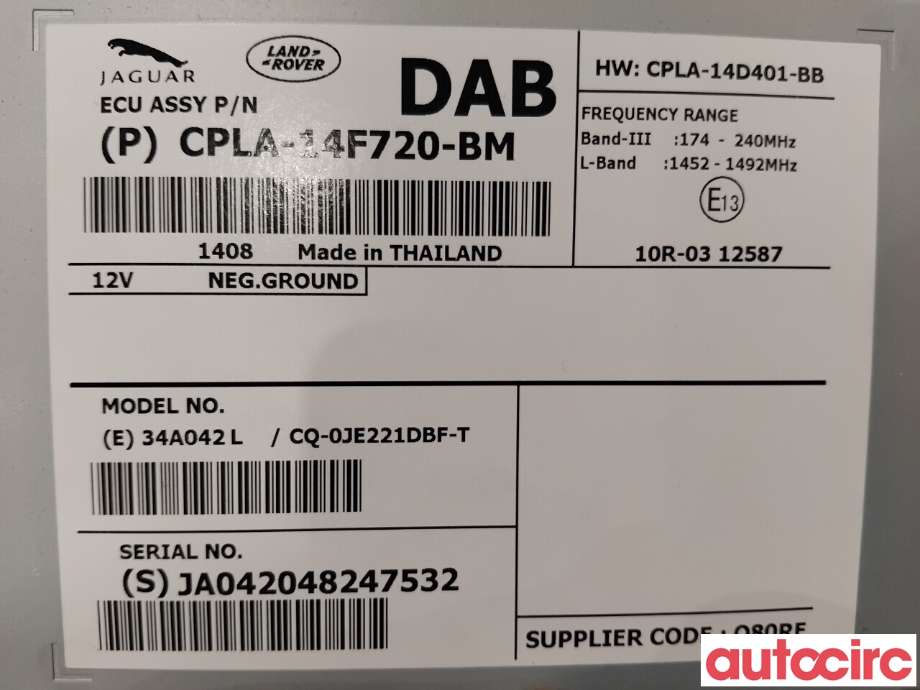 Bilstereo diverse til Land Rover Range Rover, Evoque 2011-2019 (Type I) (LAND-ROVER|NO NR|CQ-0JE221DBF-T|CPLA-14D401-BB)