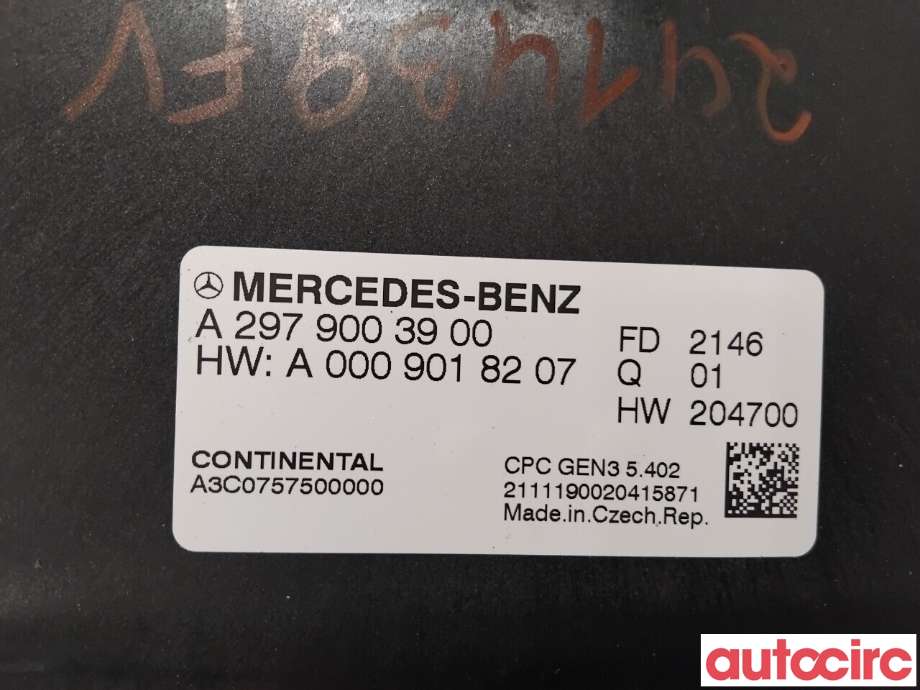 Styreenhet girkasse til Mercedes EQS 2021-->> (V297) (V297) (MERCEDES|A2979003900|A3C0757500000)