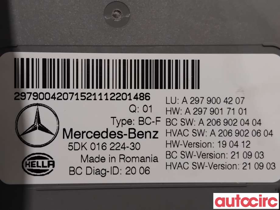 Styreenhet diverse til Mercedes EQS 2021-->> (V297) (V297) (MERCEDES|A2979004207|5DK016224-30)