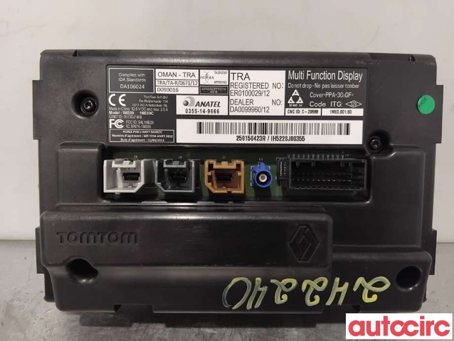 Instrument kjørecomputer til Renault Zoe 2013-2019 (Fase 1)  (RENAULT|259150869R||259150423R)