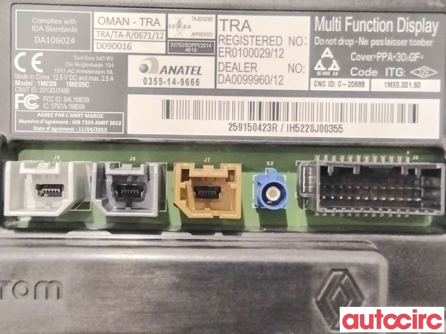 Instrument kjørecomputer til Renault Zoe 2013-2019 (Fase 1)  (RENAULT|259150869R||259150423R)
