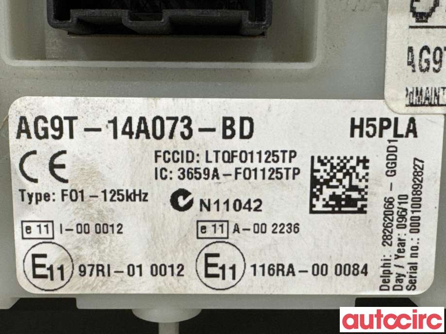 Sikringsboks til Ford Mondeo 2007-2010 (Type IV, Fase 1) (FORD|1861473|F01-125KHZ|AG9T-14A073-BD)