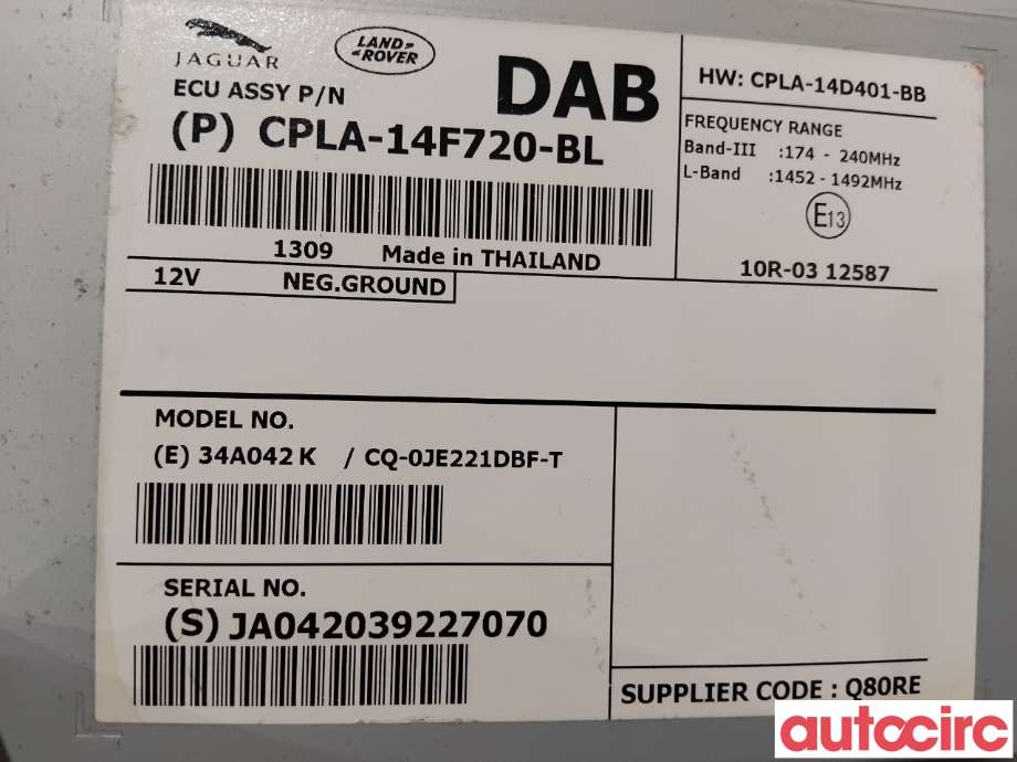 Bilstereo diverse til Land Rover Range Rover, Evoque 2011-2019 (Type I) (LAND-ROVER|NO NR|CQ-0JE221DBF-T|CPLA-14D401-BB)