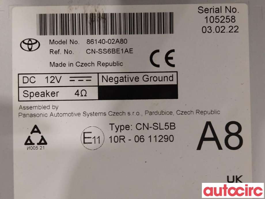 Multimedia display (MCU - Media Controller Unit) til Toyota Corolla 2019-->> (TOYOTA|8614002A80)
