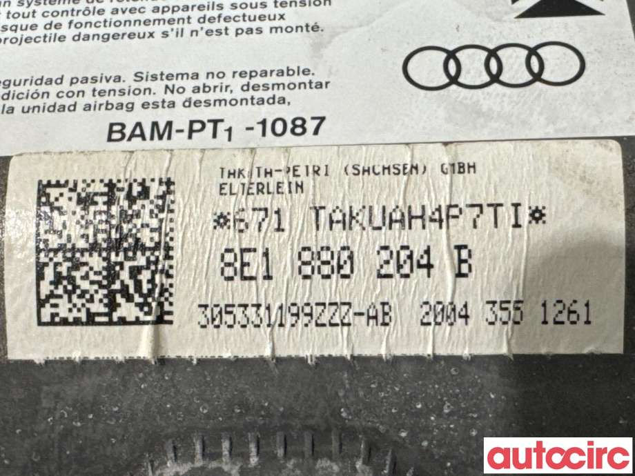 Airbag passasjer til Audi A4 2004-2008 (Type III) (B7) (B7) (AUDI|8E1880204G||8E1880204B)