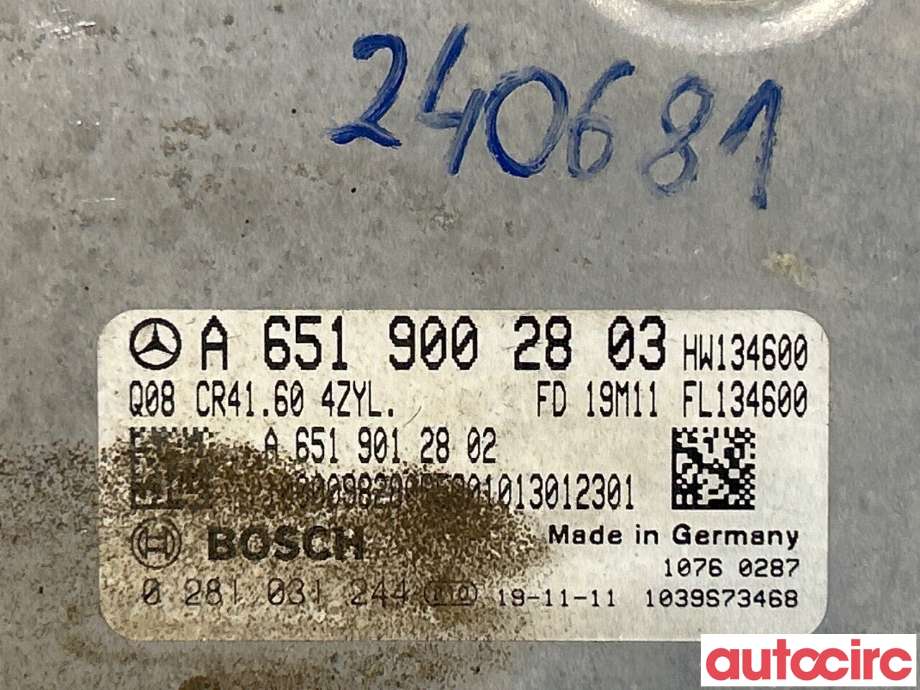 Styreenhet motor til Mercedes Vito 2014-->> (W447) (W447) (MERCEDES|A6519002803|0281031244)