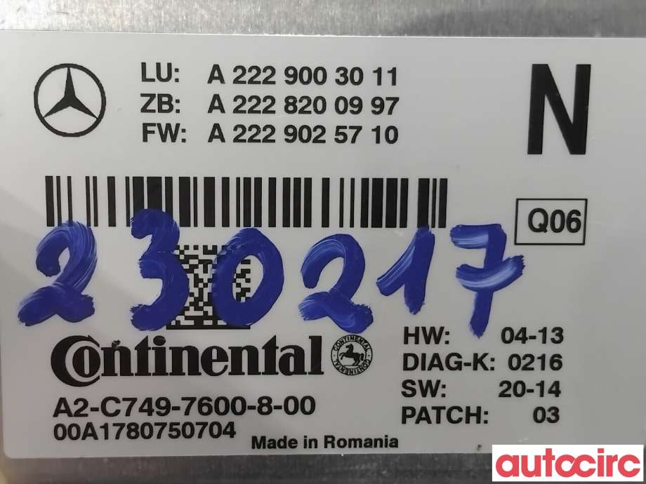 Sensor radar til Mercedes C-Klasse 2018-2021 (Fase 2) (W205) (W205) (MERCEDES|A2229003011|A2-C749-7600-8-00)