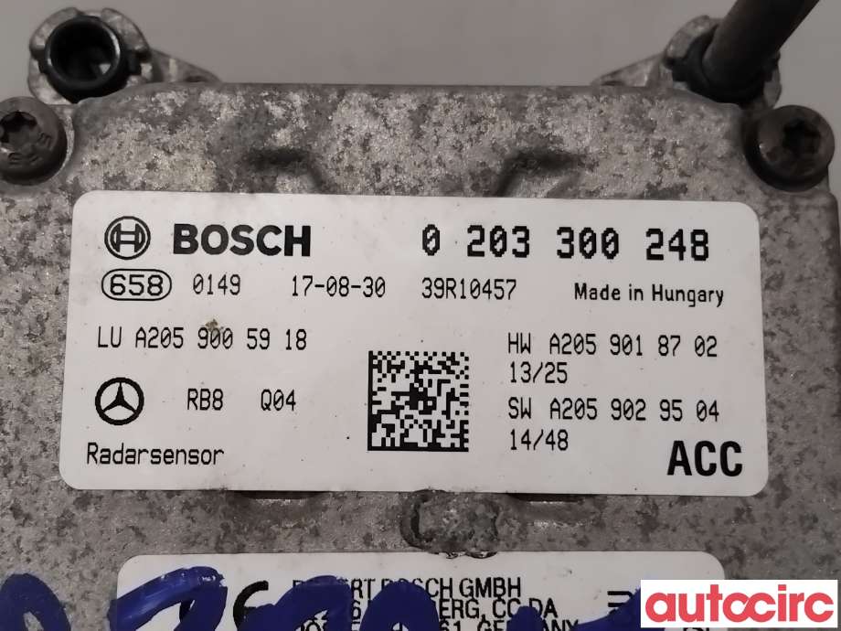 Sensor radar til Mercedes C-Klasse 2018-2021 (Fase 2) (W205) (W205) (MERCEDES|A2059005918|0203300248|A2059007022)