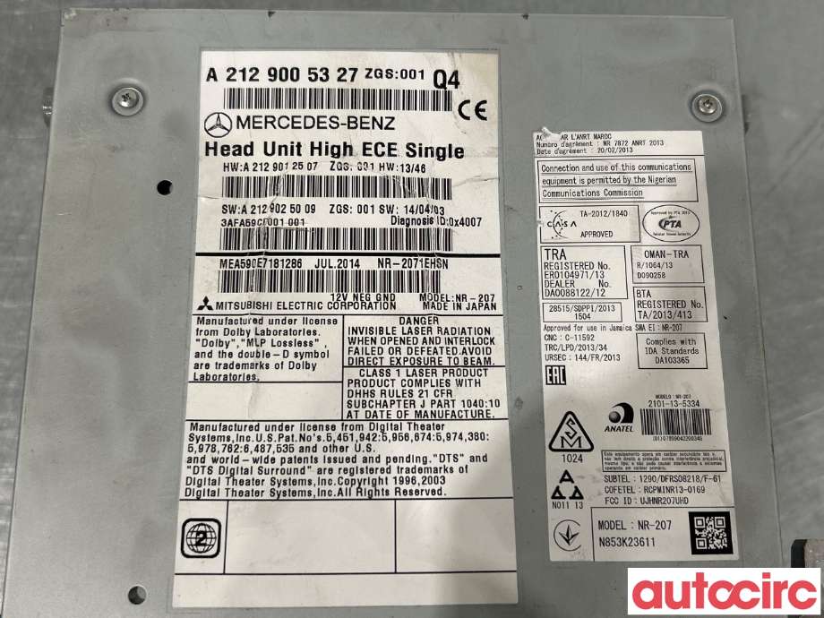 Bilstereo navigasjon til Mercedes E-Klasse 2013-2016 (Fase 2) (W212) (W212) (MERCEDES|A2129004829|A2129005327)