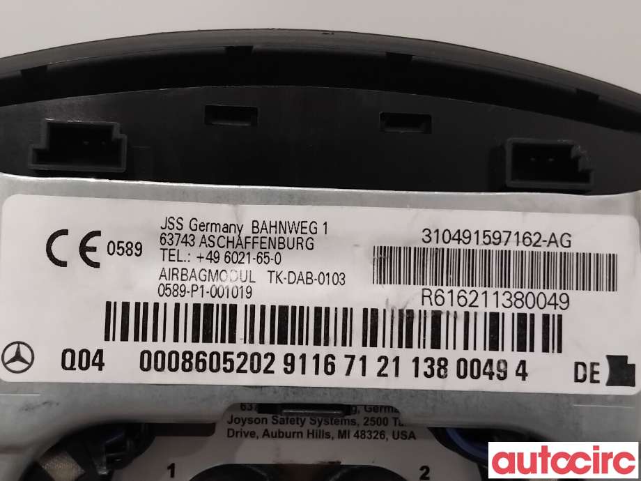 Airbag rattpute til Mercedes GL 2006-2012 (X164) (X164) (MERCEDES|A0008605202|310491597162-AG|0008605202)