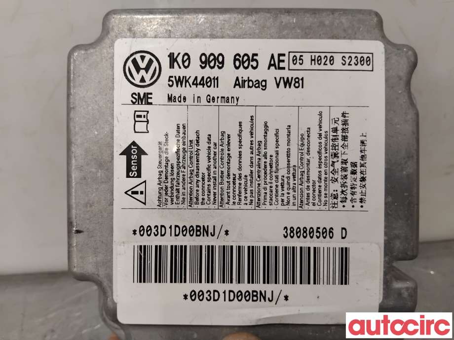 Airbag elektronikk til VW Scirocco 2008-2013  (VOLKSWAGEN|1K0909605AE|5WK44011)