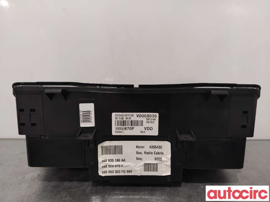 Instrumentpanel til VW Scirocco 2008-2013  (VOLKSWAGEN|1K8920870FX|110080387009|1K8920870F)