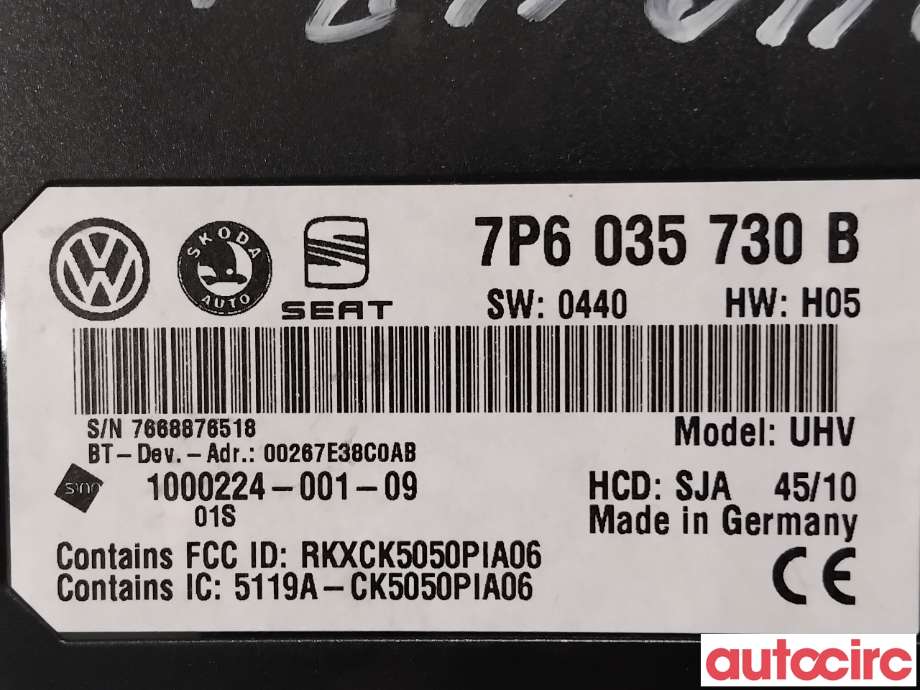 Dashbord telefon til VW Jetta 2011-->> (VOLKSWAGEN|5K0035730J||7P6035730B)