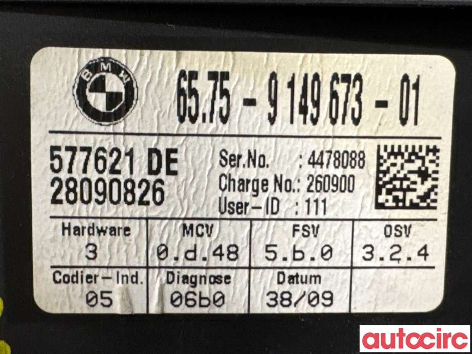 Styreenhet diverse til BMW 5-Serie 2003-2010 (E60/E61) (E60/E61) (BMW|65759149673||6575-9149673)