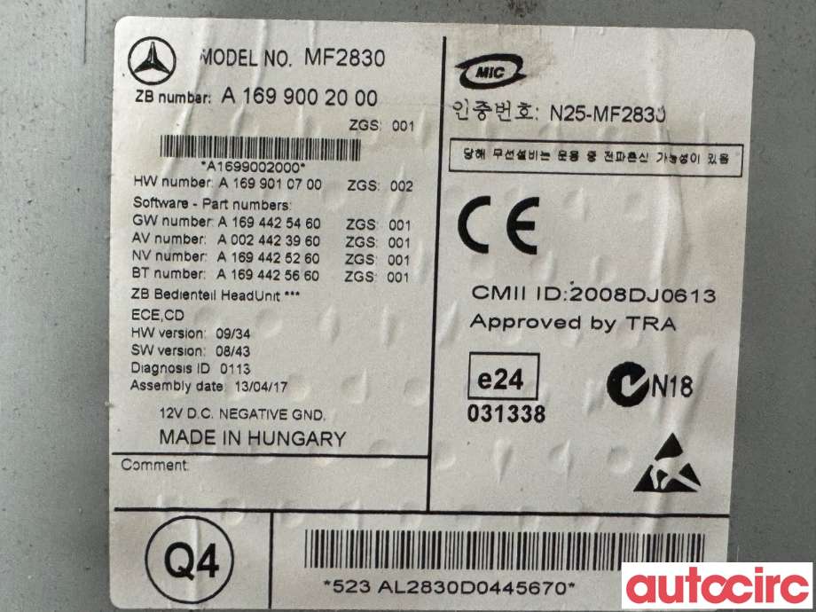 Bilstereo til Mercedes Vito/Viano 2010-2014 (Fase 2) (W639) (W639) (MERCEDES|A1699002000|MF2830)