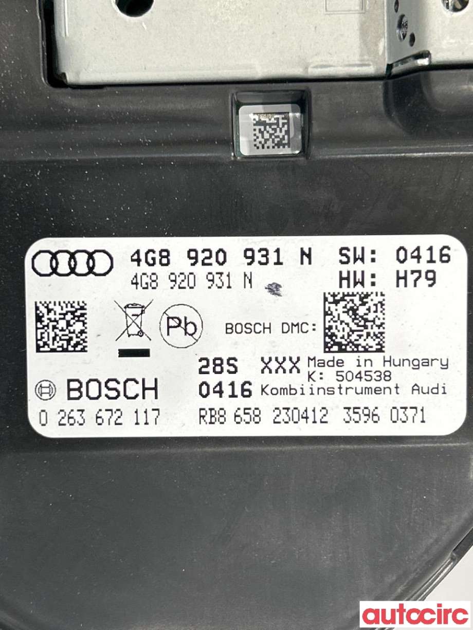 Instrumentpanel til Audi A6 2011-2014 (Type IV, Fase 1) (C7) (C7) (AUDI|4G8920932DX|4G8920931N)