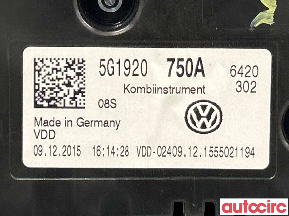Instrumentpanel til VW Golf VII 2012-2017 (Fase 1)  (VOLKSWAGEN|5G1920750A)