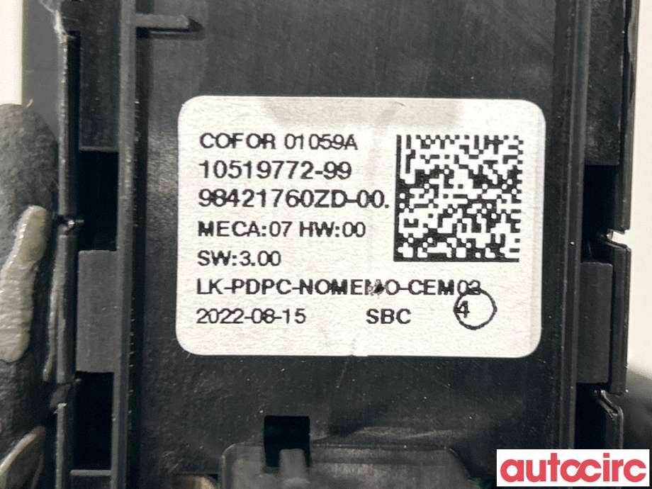 Bryter ruteheis til Peugeot 208 2019-->> (Type II)  (PEUGEOT|98421760ZD)