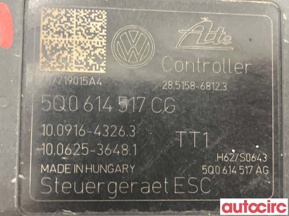 ABS sentral til VW Golf Sportsvan 2014-2018  (VOLKSWAGEN|5Q0614517CG|100625-36481|5Q0614517FL)