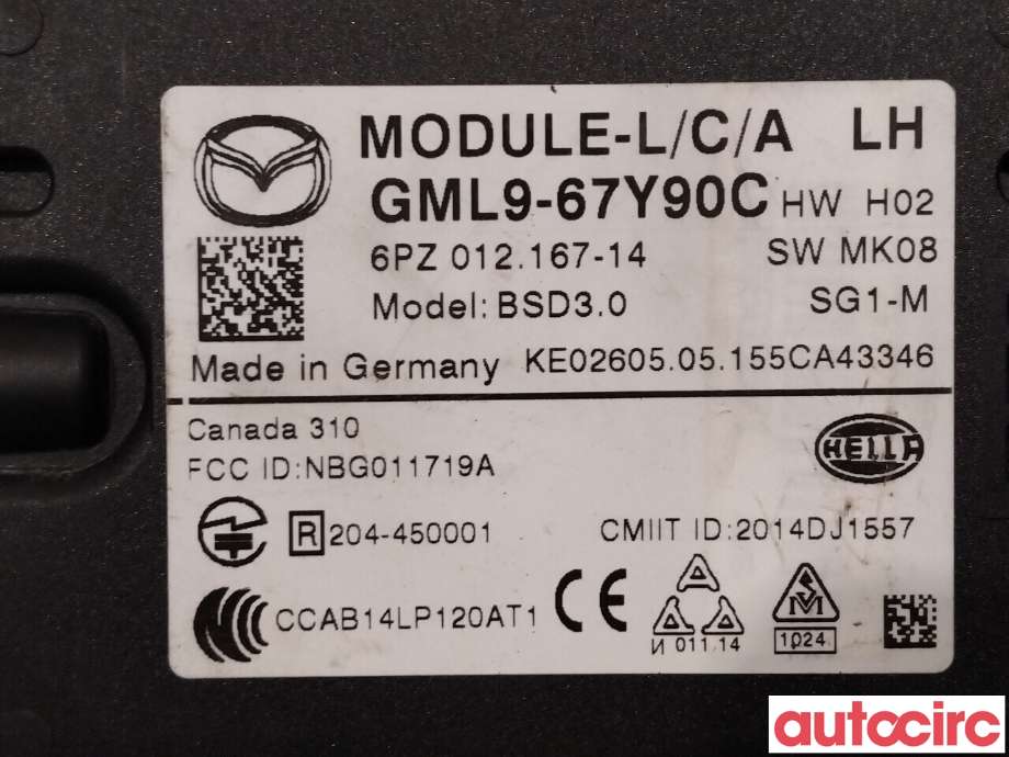 Sensor radar til Mazda 6 2015-2018 (Type III, Fase 2) (MAZDA|GML9-67-Y90G||GML967Y90G)