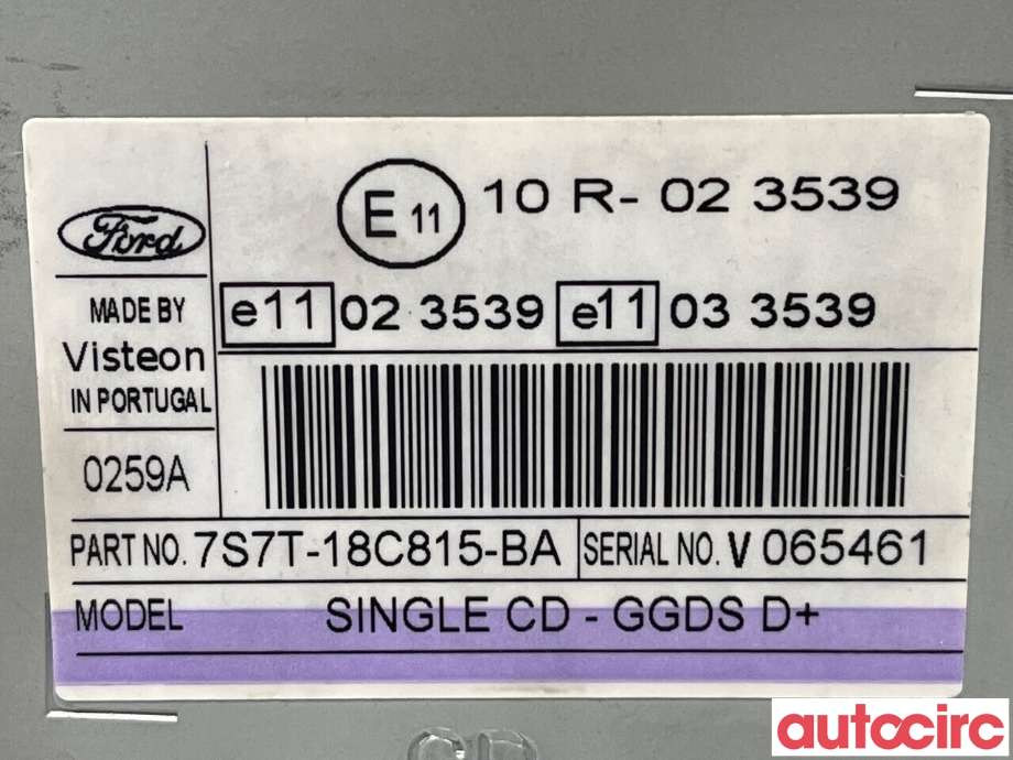 Bilstereo til Ford Mondeo 2007-2010 (Type IV, Fase 1)  (FORD|1818660|7S7T-18C815-BA)