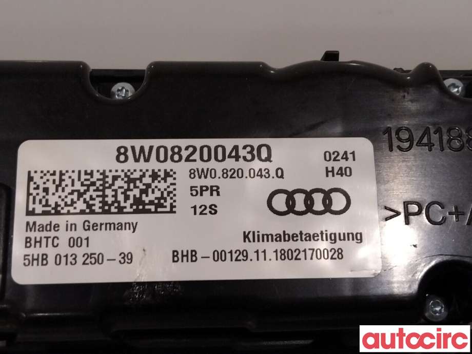 Varmeapparat betjening til Audi A4 2020-->> (Type V, Fase 2) (B9) (B9) (AUDI|8W0820043Q)
