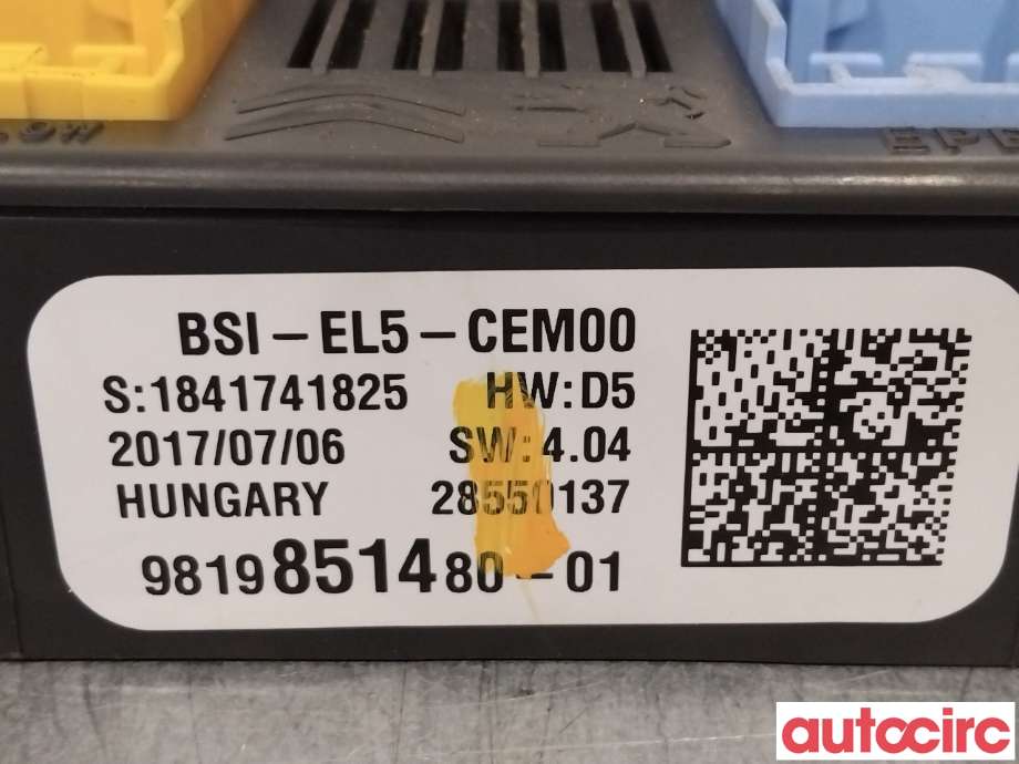 Sikringsboks til Peugeot 308 2013-2021 (Type II)  (PEUGEOT|1627737580|9819851480)