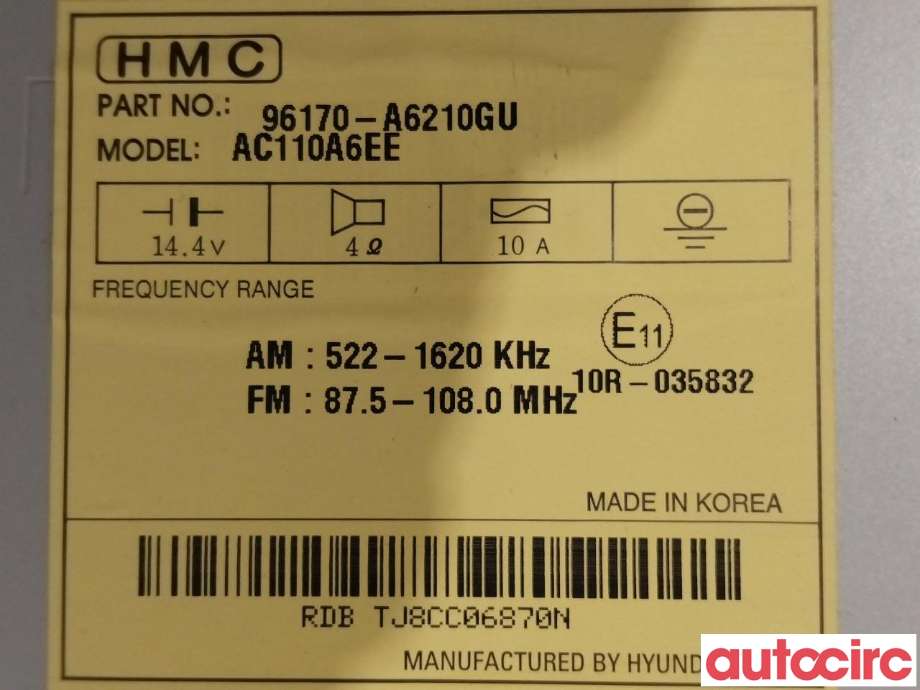 Bilstereo til Hyundai i30 2012-2017 (Type II)  (HYUNDAI|96170A6210GU)