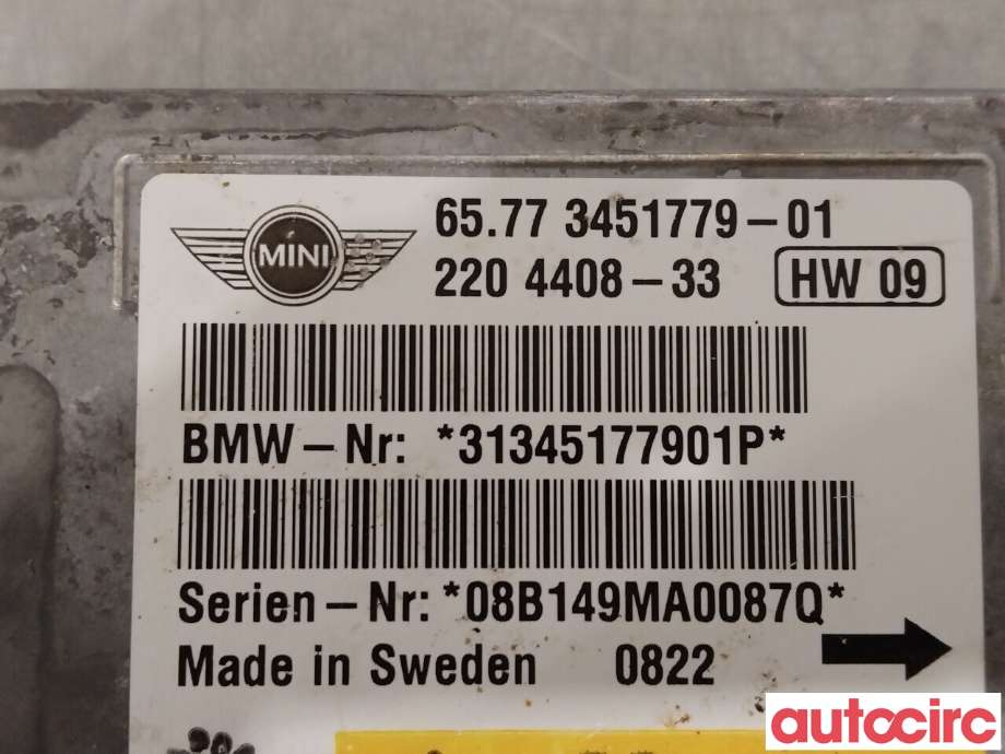 Airbag elektronikk til Mini One/Cooper 2007-2014 (R55-57) (R55-57) (MINI|65779812297|65773451779)
