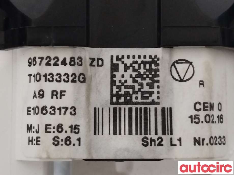 Varmeapparat betjening til Peugeot 208 2012-2019 (Type I)  (PEUGEOT|9672248380|96722483ZD)