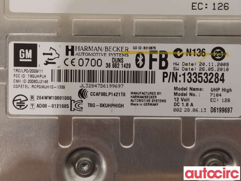 Styreenhet bluetooth til Opel Astra J 2010-2015  (OPEL|13353284)