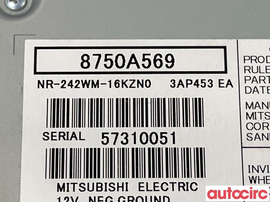 Bilstereo navigasjon til Mitsubishi Outlander 2015-->> (Type III, Fase 2)  (MITSUBISHI|8750A569|NR-242WM-16KZN0)