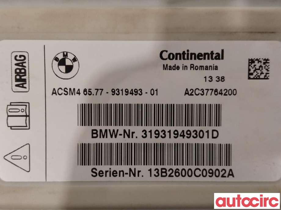 Airbag elektronikk til BMW 5-Serie 2010-2017 (F10/F11) (F10/F11) (BMW|65779319493)