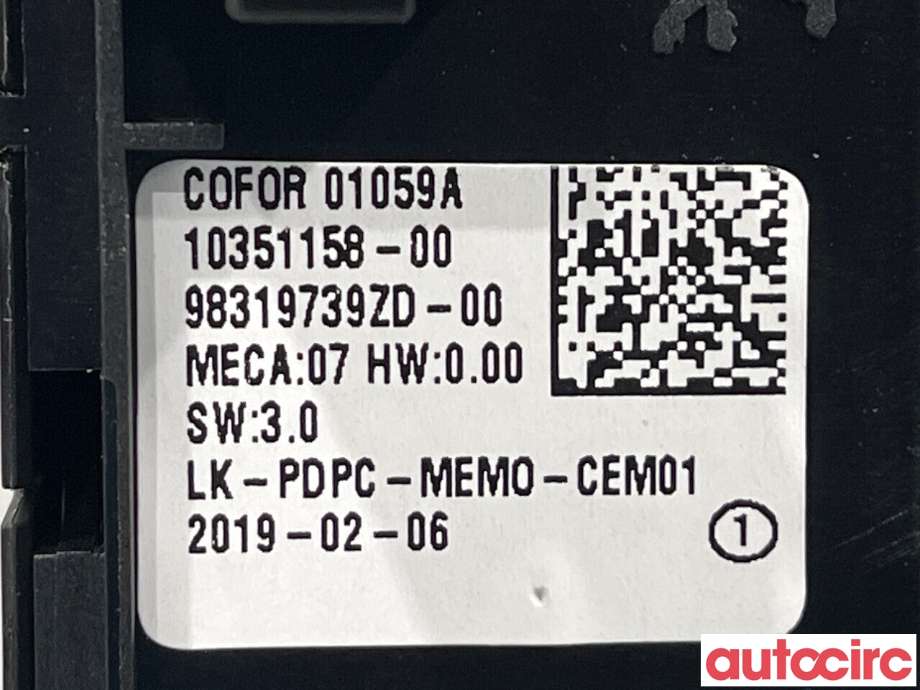 Bryter ruteheis til Peugeot 5008 2017-->> (Type II)  (PEUGEOT|98319739ZD)