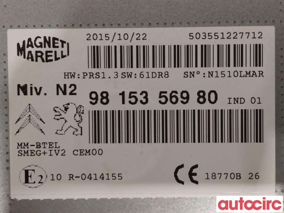 Bilstereo til Citroën C4 2011-2017 (Type II)  (CITROEN|1614449480|9815356980)